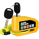 Vemfay Bremsscheibenschloss, Motorrad Schloss Alarm 110db, Scheibenschloss Bremsschloss mit 1.2m...