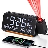 Mesqool Radiowecker mit 320° Projektor, Digitaluhr für Schlafzimmer, USB/Type-C-Anschluss,...