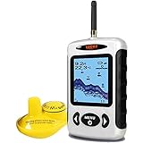 LUCKY Drahtloser Fischfinder Sonarsensor Tragbarer Sonar Fischfinder LCD Display Tiefenmesser zum...