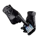 VICSPORT Herren Touchscreen Texting Lederhandschuhe Winter Warm Schwarz Weiche Handschuhe Kaschmir...