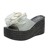 Geilisungren Flip Flops Damen Schwarz Elegant Damen Plateau Schuhe Flache Bequeme Sandalen Weiß...