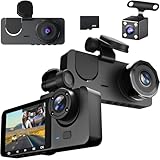 Autokamera mit 4K Auflösung, Dashcam Auto, 1080P Dashcam Auto Vorne Hinten und Innen mit 32GB...