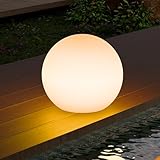 GGII RGB LED 30cm Solarleuchte für Außen, LED Kugelleuchte mit Fernbedienung, 8 Farben Solar...