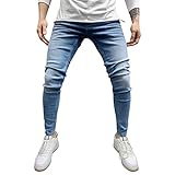 CreoQIJI Jeans Herren Lange Jogginghose Enge Jeans Männer | Unterschenkel Tight Jeans Atmungsaktiv...