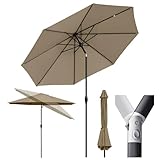 Sekey Alu-Sonnenschirm 330cm Sonnenschirm Gartensonnenschirm mit UV-Schutz，Windfester mit Kurbel...