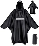 VOBUKE Regenponcho Wasserdichter Regencape mit Kapuze Taschen Reflexstreifen Atmungsaktiv Regenjacke...