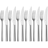 WMF Nuova Steakbesteck 12-teilig, für 6 Personen, Set für 6 Personen, Steakgabel und Steakmesser...
