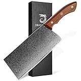 DRAGON RIOT Hackmesser Scharfes, Damastmesser Küchenbeil, Chinesisches Kochmesser 19cm, Profi...