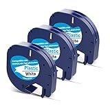 3 x Etiketten kompatibel mit Dymo Etikettenband Letratag 12mm x 4m Bänder Ersatz für Dymo Letratag...