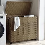 Wäschekorb mit Rollen 66x35x60 cm Rattan, ZEYUAN Wäschesammler, Laundry Baskets, Wäschesortierer,...