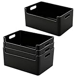 SHEPIN 4 Stück Gekerbte Aufbewahrungsbox Kunststoff Organizer Box Schwarz, Organizer Boxen mit...