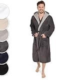 Blumtal Bademantel Herren Baumwolle 100% in XL - OEKO-TEX zert. Morgenmantel Herren Kapuze -...