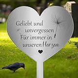 Photect Grabschmuck Wetterfest Grabstecker Metall Herz mit Spruch Für Immer in Unseren Herzen...