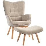HOMCOM Ohrensessel mit Hocker Sessel Loungesessel mit Cord-Optik, Modern Relaxsessel,...