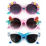 Hifot 3 Stück Einhorn Sonnenbrille für Mädchen, Kunststoffrahmen Rund Schnee Katzenauge...