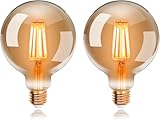 EXTRASTAR Edison Vintage Glühbirne, 95mm Durchmesser, G95 E27 LED Filament Lampe, 4W Ersetzt 40W...