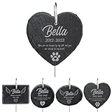 papasgix Personalisiert Grabstein Hund Katze Herzform Tiergrabstein Schiefer mit Gravur Grabschmuck...