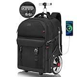 MATEIN Trolley Rucksack mit Rollen, 17,3 Zoll Trolley Rucksack mit Groß Rädern, 50L Reiserucksack...