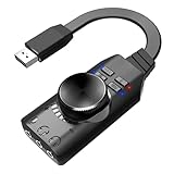 Externe Soundkarte, USB-Kopfhörer-Adapter mit 7.1-Virtual-Surround-Sound mit Lautstärkeregler,...