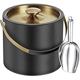 3.2L Moderner isolierter Eiskübel mit Silikondeckel, Schaufel, Sieb, doppelwandiger Eiskübel aus...