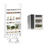 Relaxdays Hängeregal für Kühlschrank, Aufbewahrung von Gewürzen, mit Küchenreling & 5 Haken,...