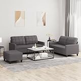 MOBCANT 3-TLG. Sofagarnitur mit Kissen Grau Kunstleder Sofagarnitur Couchgarnitur Modulares Sofa...