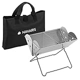 Navaris Klappbarer BBQ-Grill - 35x26,5x24,5 cm - Holzkohle Grill aus Edelstahl faltbar - Outdoor...