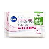 NIVEA 3in1 Pflegende Reinigungstücher Trockene Haut (25 Stück), milde Gesichtsreinigungstücher...