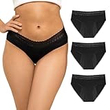 ZENAPHYR 3er Set Perioden Unterhosen Damen Schwarz Bio Baumwolle - Waschbare Saugfähige...