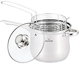 Zilner Topf mit Sieb - Frittiertopf - Edelstahl - mit Frittierkorb und Glasdeckel - - für alle...