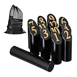 Relaxdays Kubb Wikingerspiel, finnisches Wurfspiel, Holz, Outdoorspiel mit Zahlen, Erwachsene u....