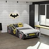 KOBI Kinderbett Batman | Autobett | für Kinderzimmer | Jungenbett mit Matratze und Rahmen | 160x80...