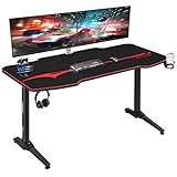 Homall Gaming Tisch 140 cm Gaming Schreibtisch Gamer Computertisch Ergonomischer PC Tisch mit...