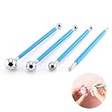 EKdirect 4 Stück Metallkugel Fondant Kuchenverzierung Modellierung Werkzeug 8 Größen (Blau)