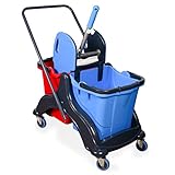 Hypafol Putzwagen Reinigungswagen | 2x25l Eimer mit Trennwand | Kunststoff Wischeimer mit Presse |...