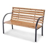 Practixx Gartenbank Holz Metall wetterfest Anthrazit 2-Sitzer mit Rücken- & Armlehnen, Bank aus...