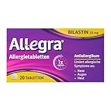Allegra Allergie Tabletten | 20 Stk | Antiallergikum | Wirkstoff Bilastin | schnell und 24 Std...