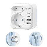 LENCENT Klappbarer Reiseadapter USA Deutschland Stecker, Netzadapter Typ B, Reisestecker mit 2 USB-C...