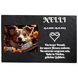 Bl4ckPrint Grabplatte Hund und Katze mit Foto und Gravur | Grabmal Wetterfester Gedenkstein...