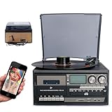 Bluetooth Plattenspieler Plattenspieler mit Stereo Lautsprecher, LP Vinyl zu MP3 Konverter, CD...