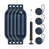 Mesle Fender Boot Dura 4er Set mit Leine & Pumpe, ø 14 cm | 51 cm lang, Langfender aufblasbar,...