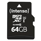 Intenso Premium microSDXC 64GB Class 10 UHS-I Speicherkarte inkl. SD-Adapter (bis zu 90 MB/s),...
