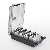 Senbaler Groß Visitenkartenbox Transparent,Business Card Box mit 4 Teilerplatinen und...