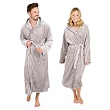Blumtal Bademantel Damen & Herren M - OEKO-TEX zert. Morgenmantel, extra saugstark, weich, Grau
