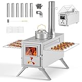 MOPHOTO Camping-Holzofen, heißer Zeltofen mit 7 rostfreien Kaminrohren und Funkenschutz, kleiner...