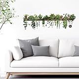 Wandtattoo Pflanzen Wandsticker Grüne Blätter, Wandaufkleber Pflanzen Hängend Rebe Wall Art...