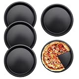Rairsky 4 Stücke 15 cm Pizzabackform Carbonstahl, Klein Pizzabackbleche Rund, Mini Pizzateller...