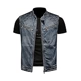 Herren-Denim-Weste mit durchgehendem Reißverschluss, Denim-Weste mit Reißverschlusstaschen,...