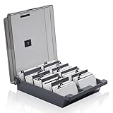 WOUMON Visitenkartenbox,1000 Karten Visitenkarten Aufbewahrungs Box, Desk Visitenkarten Box mit 8...