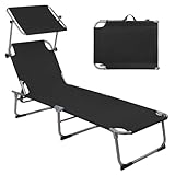 Montafox Sonnenliege 195 x 59 x 32 cm Strand Liege Tragbar max.150 kg Sonnendach Verstellbarer...